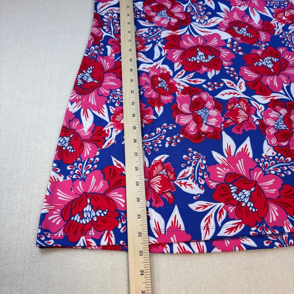 Sigrid Olsen Golf and Tennis Dress Womens M Blue Pink Floral Sleeveless Polo - Picture 7 of 8